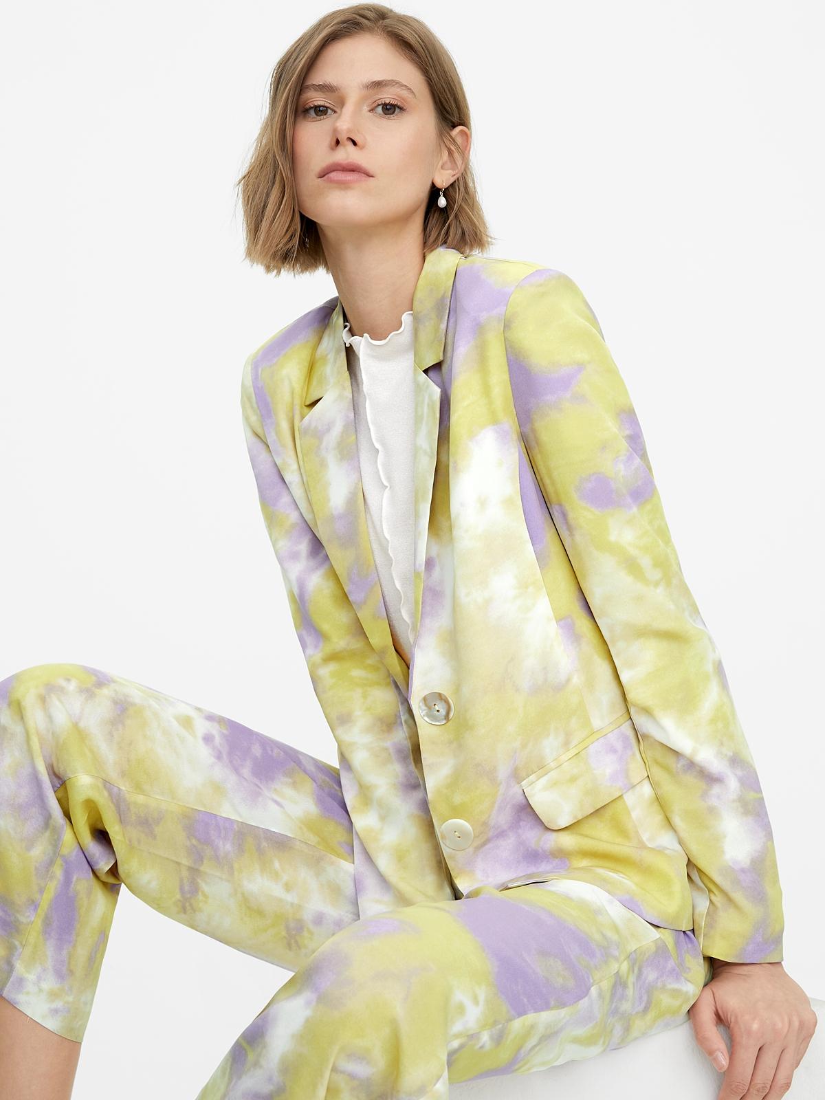 Double Button Tie Dye Blazer - Purple