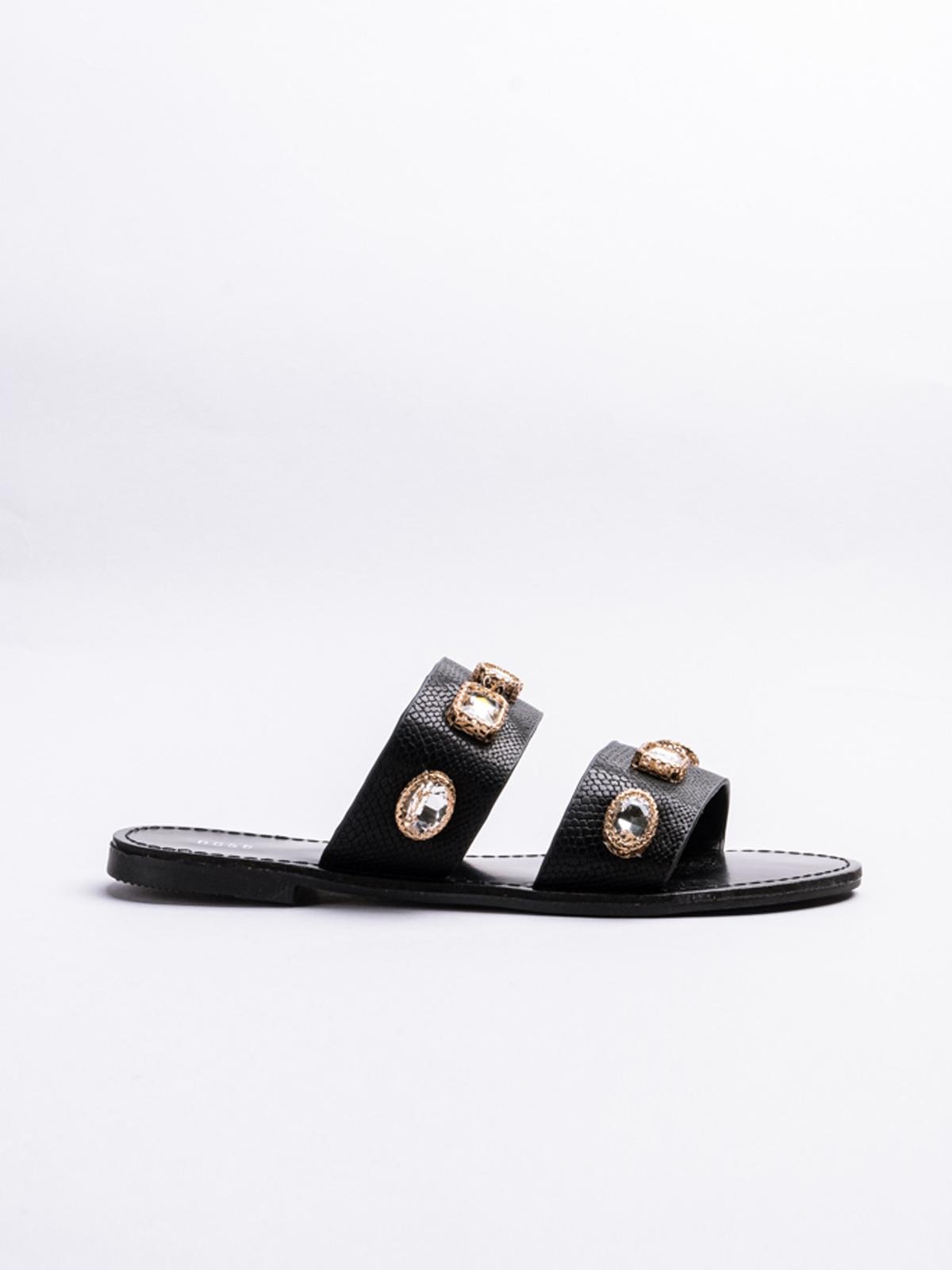 Bejewelled Flat Slide - Black