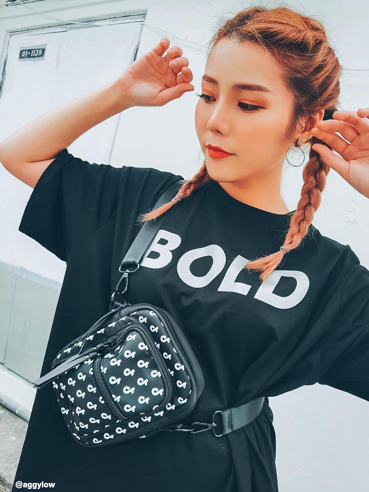 TikTok Logo Print Crossbody Bag - Black