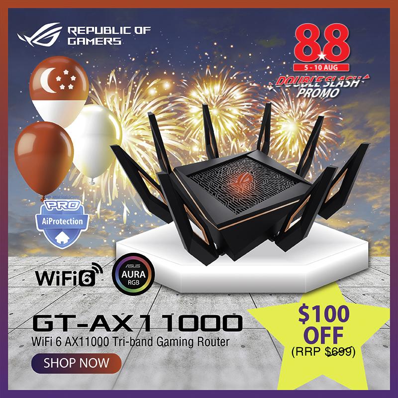 ASUS ROG Rapture GT-AX11000 Tri-band WiFi 6 Gaming Router, up to 2750 sq ft &amp; 50+ devices, 2.5G gaming port, game acceleration, Mesh WiFi support, Lifetime Free Internet Security, DFS, GPN, Streaming
