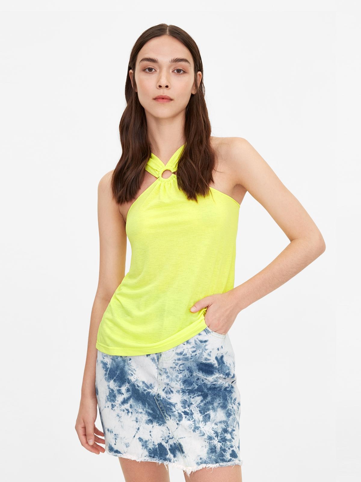 Keyhole Halter Bow Cami - Yellow