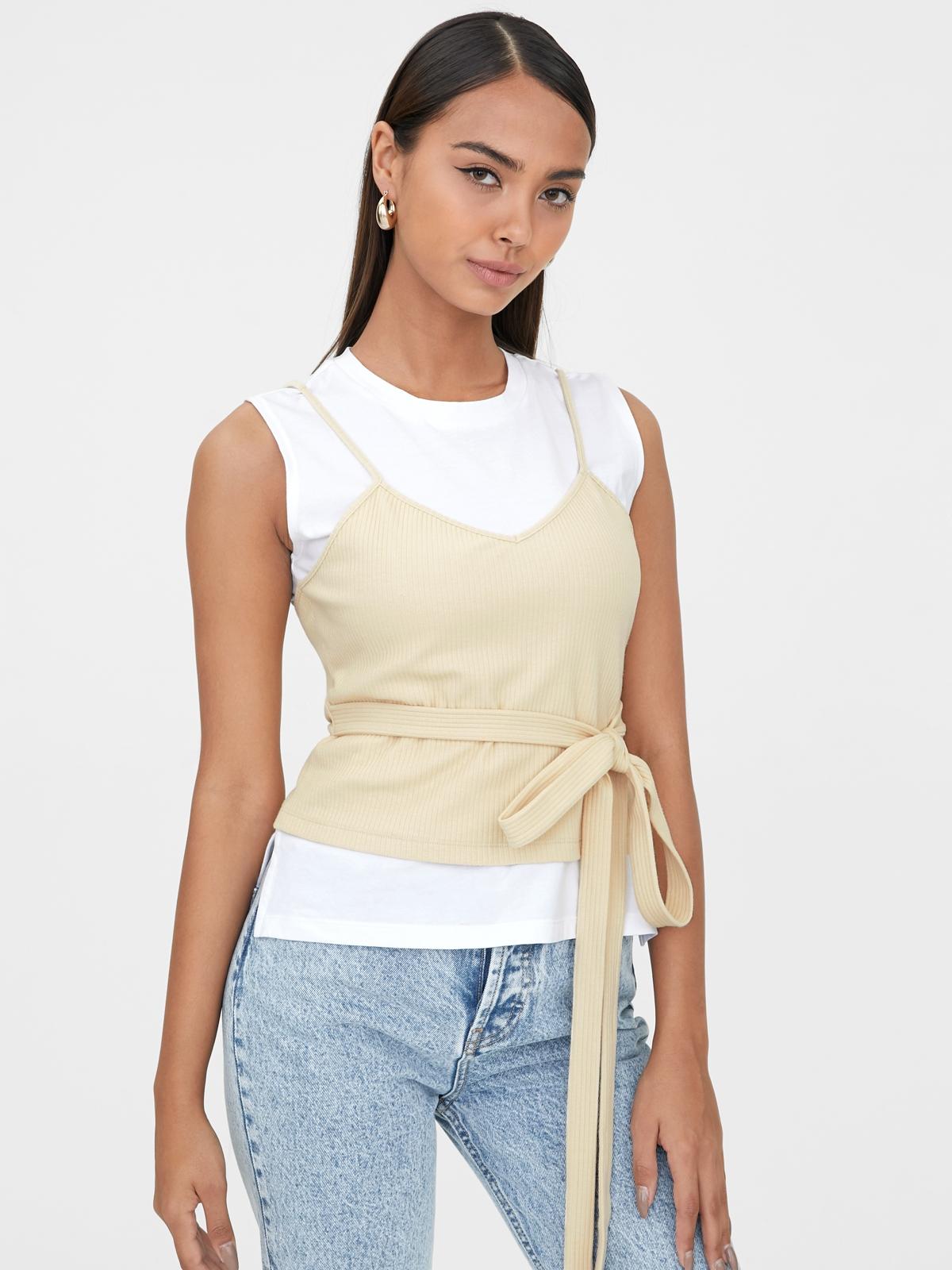 Sustainable Layered Tank Sleeveless Top - White