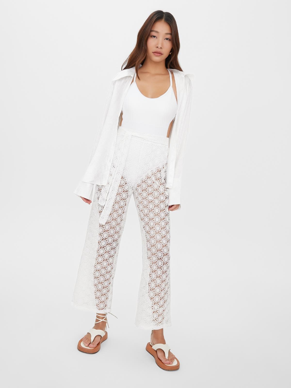 See-Through Lace Pants - White