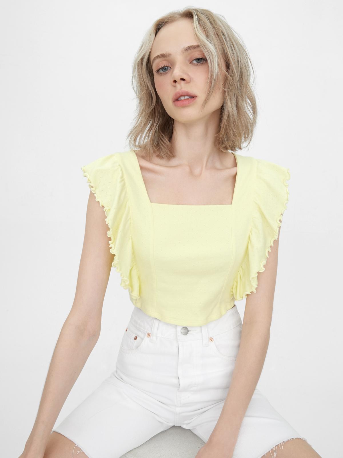 Sustainable Frill Sleeve Tee - Yellow