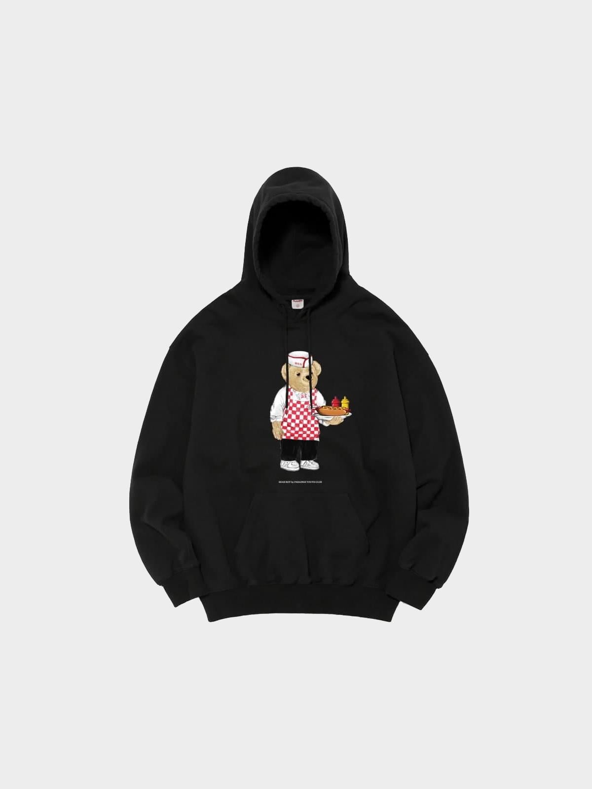 Sustainable Bear Boy Hotdog Hoodie - Black