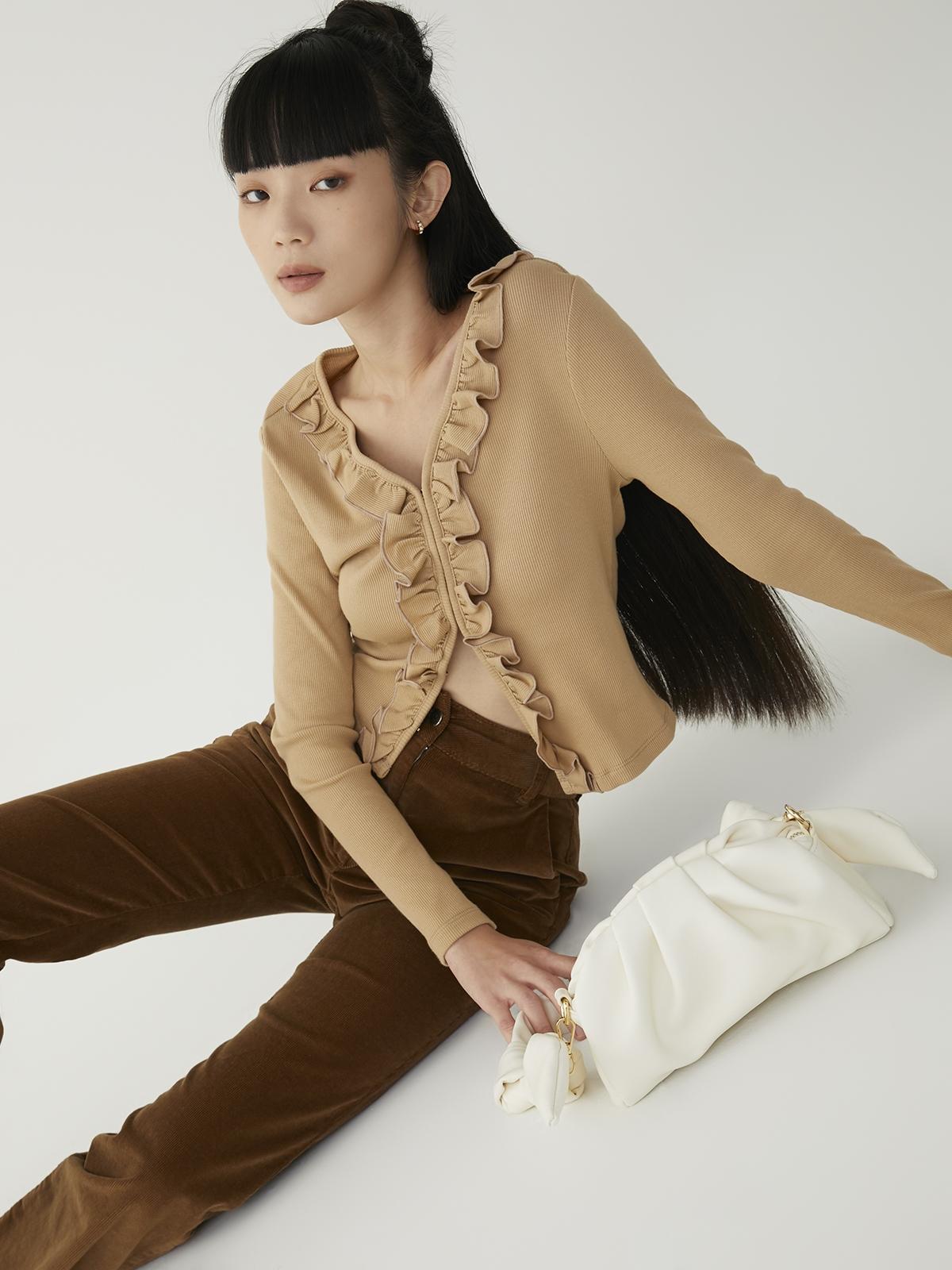 Pleated Shoulder Bag - White