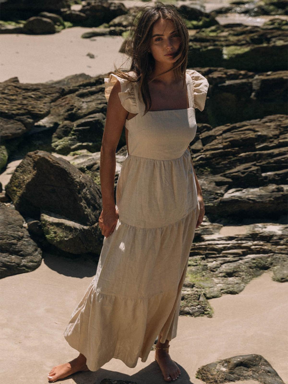 Peaches Linen Dress - Oatmeal