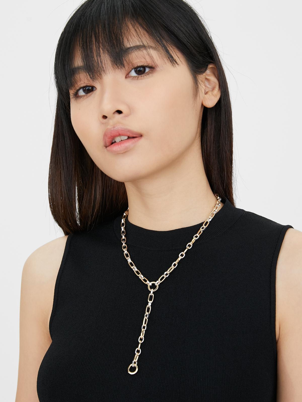 Hoop Charm Lariat Chain Necklace - Gold