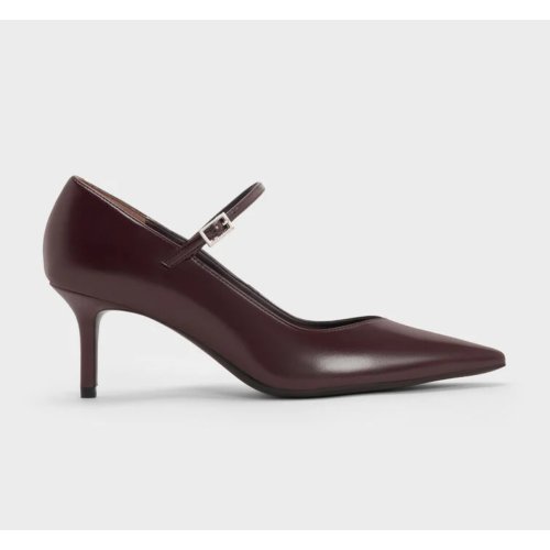  Pointed Mary Jane Pumps - Maroon 
