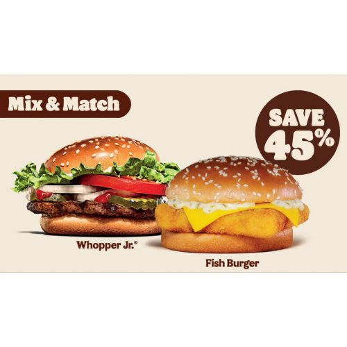 Mix and Match: Whopper Jr. + Fish Burger Combo