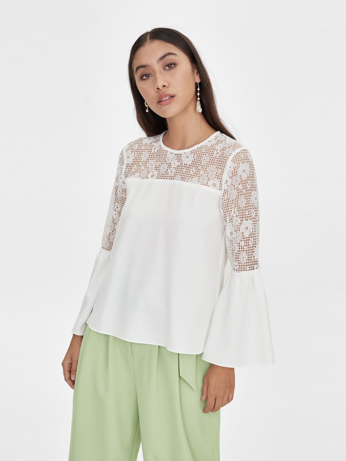 Lace Accent Blouse - White