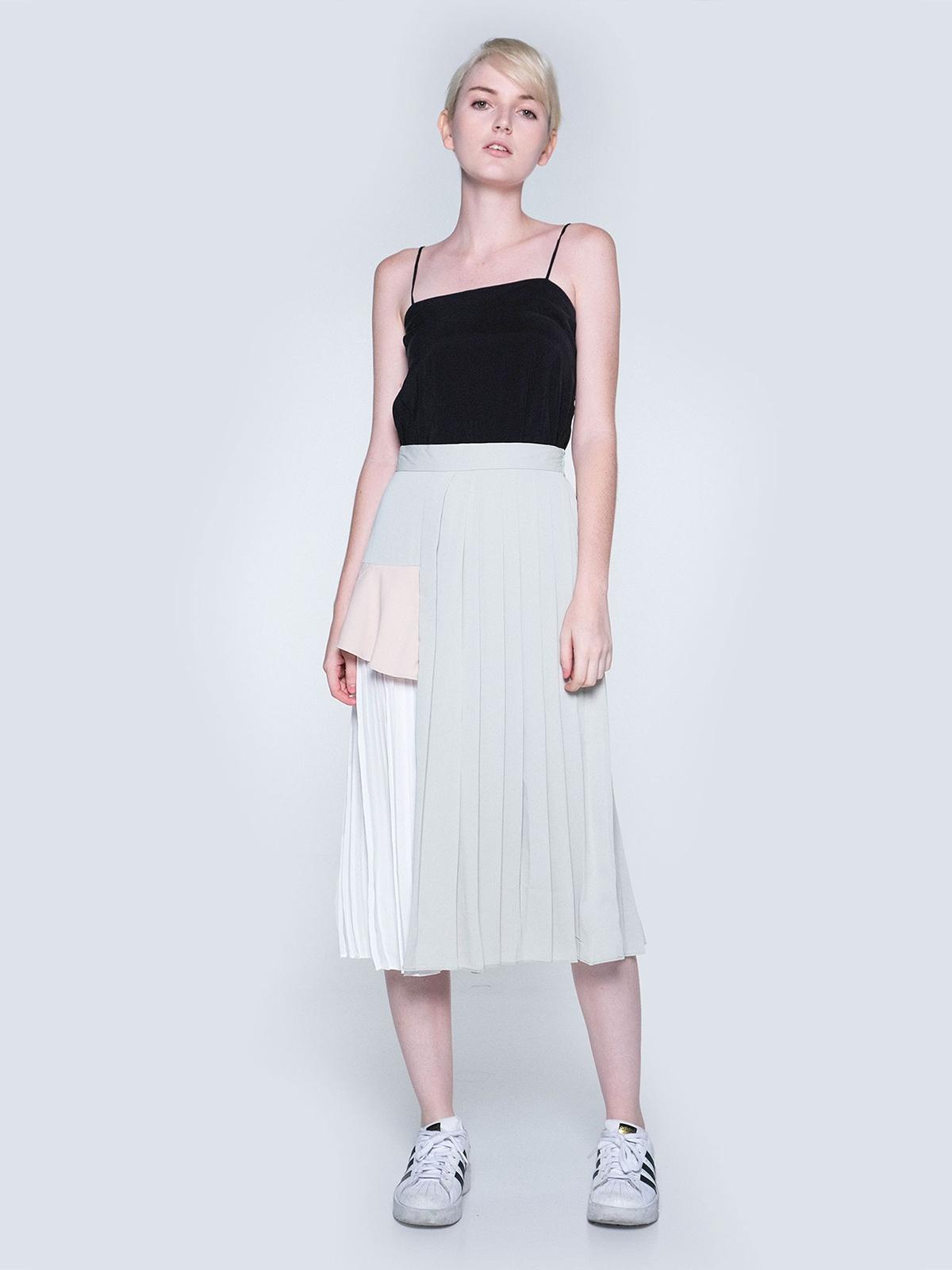 Elkin Pleated Colorblock Midi Skirt - Multi Color