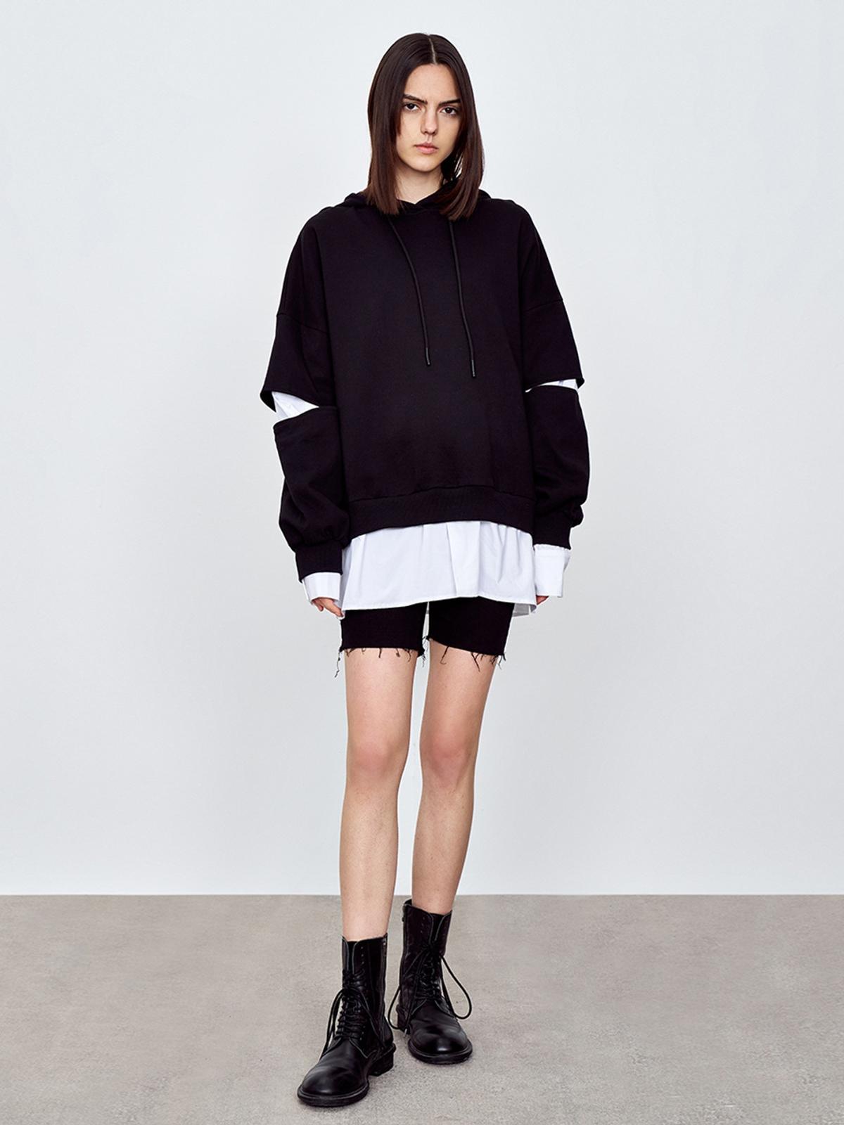 Two Tone Hoodie - Black