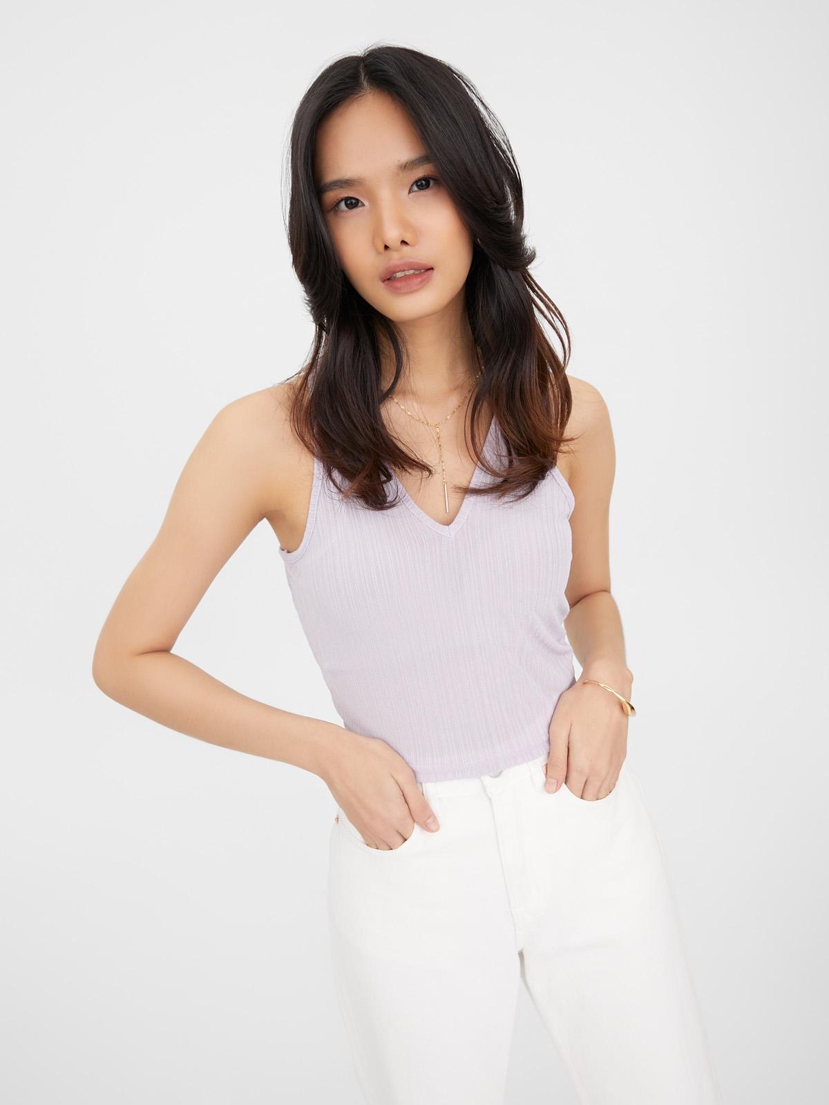 Rib-Knit Crop Top - Lilac