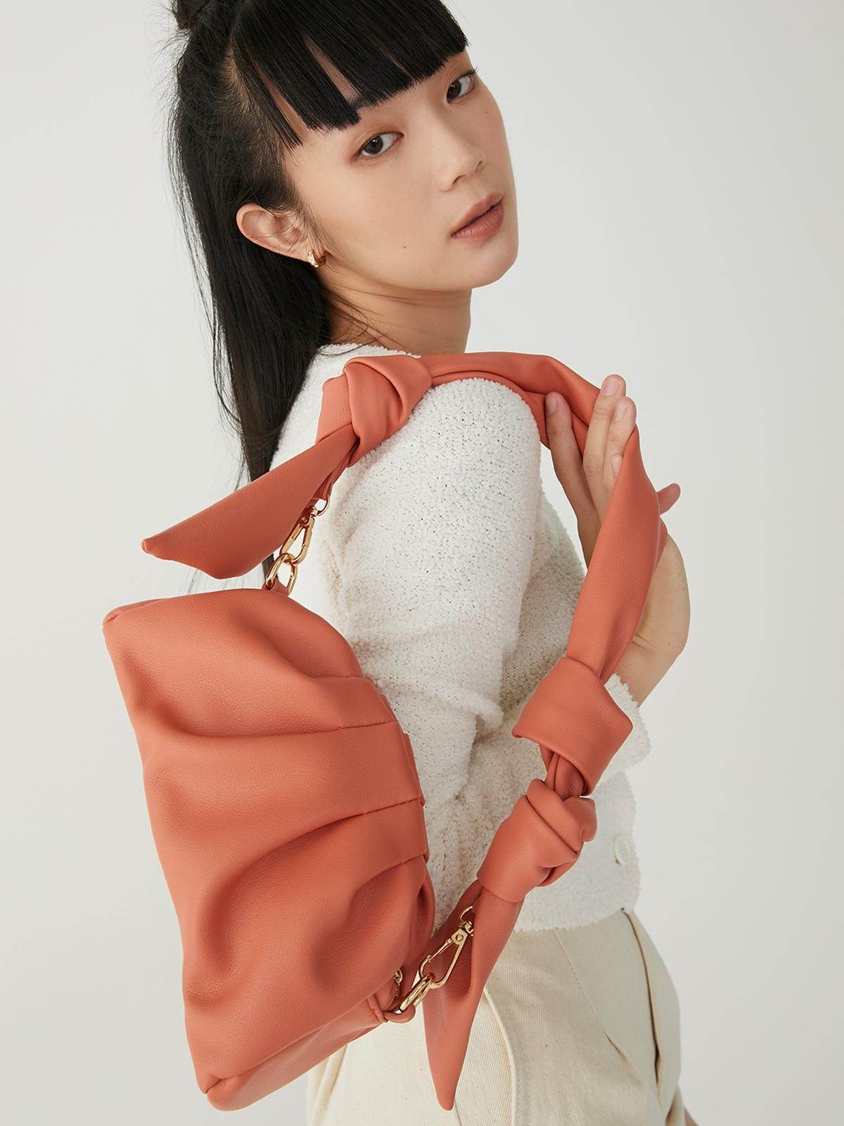 Pleated Shoulder Bag - Orange