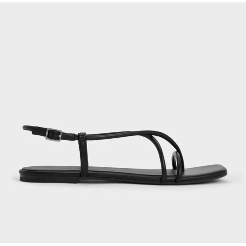 Strappy Crossover Slingback Sandals - Black