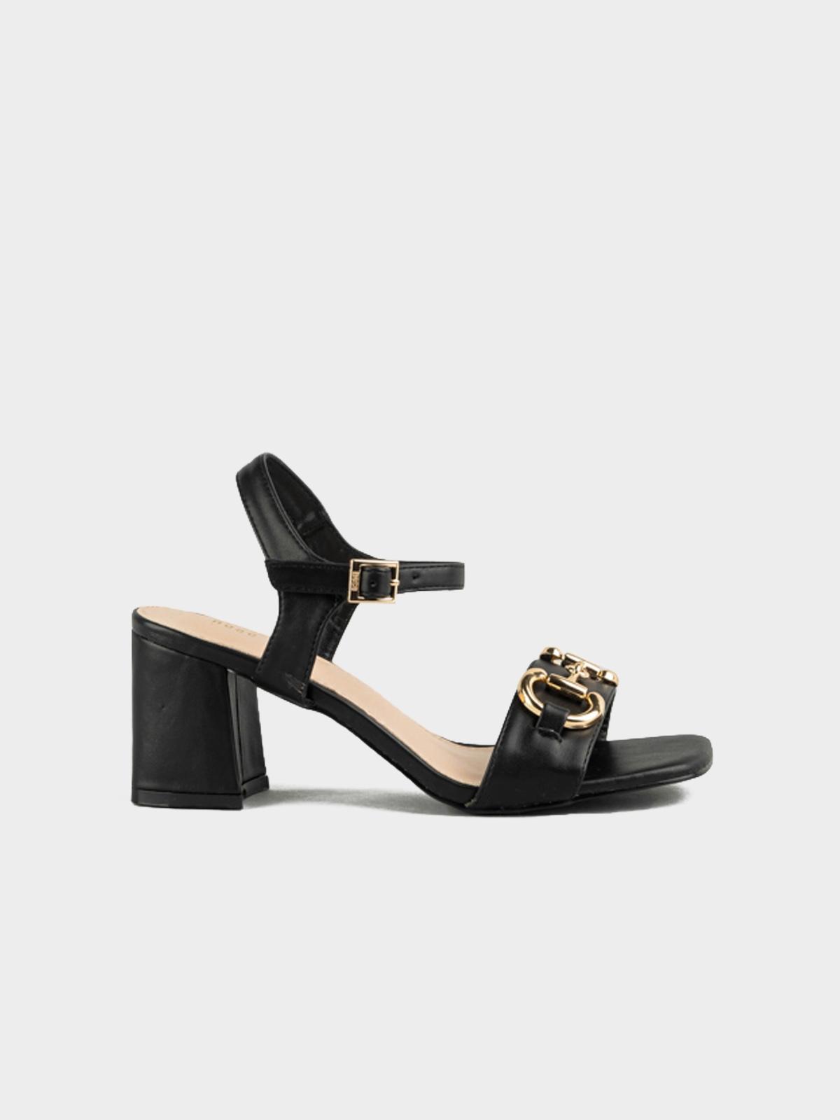 Buckled Chunky Heel Sandal - Black