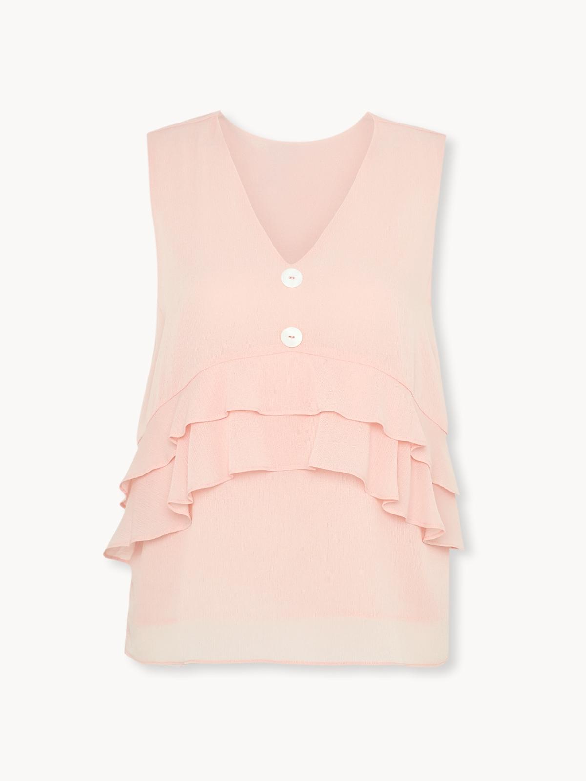 Ruffled Sleeveless Top - Pink