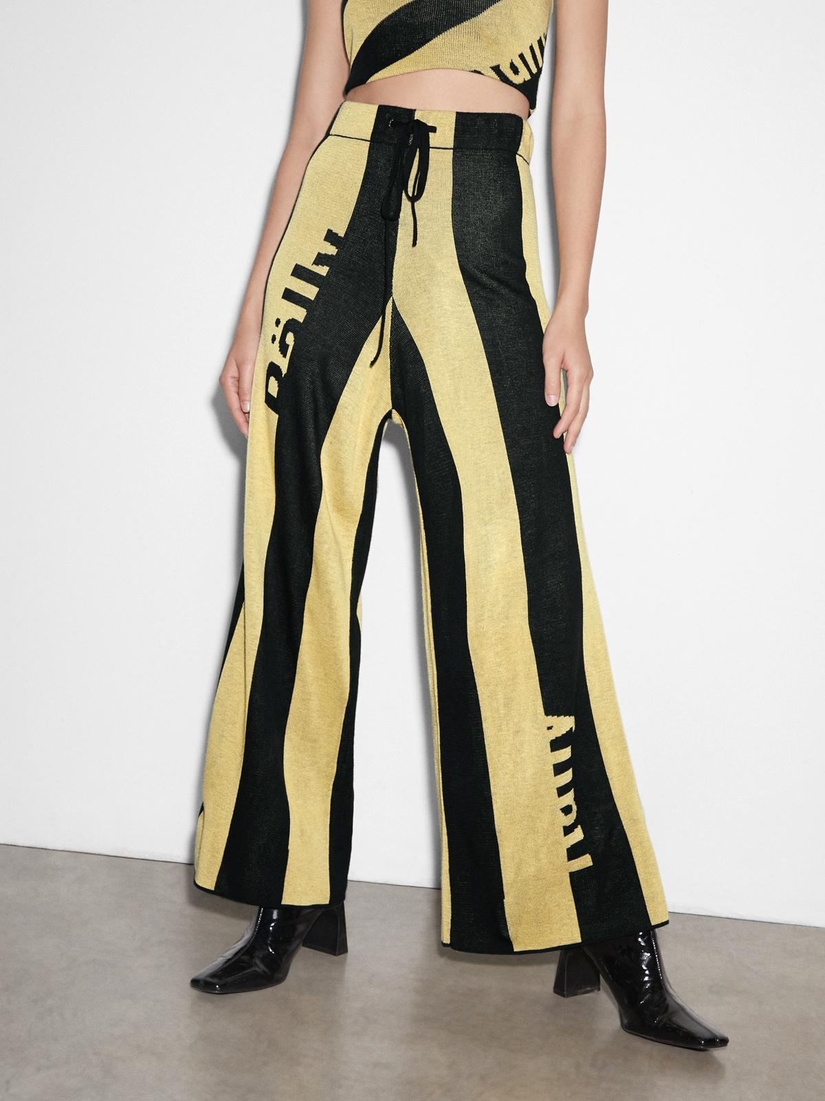 Striped Knit Pants - Yellow Black