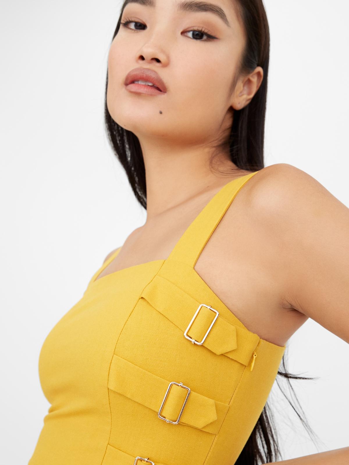 Side Belt Mini Dress - Yellow