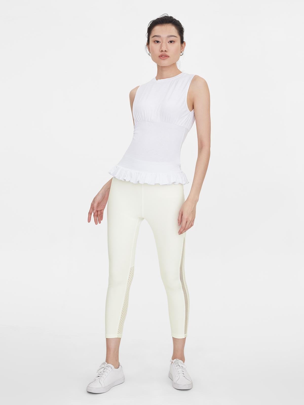 Frill Hem Ruched Tank - White