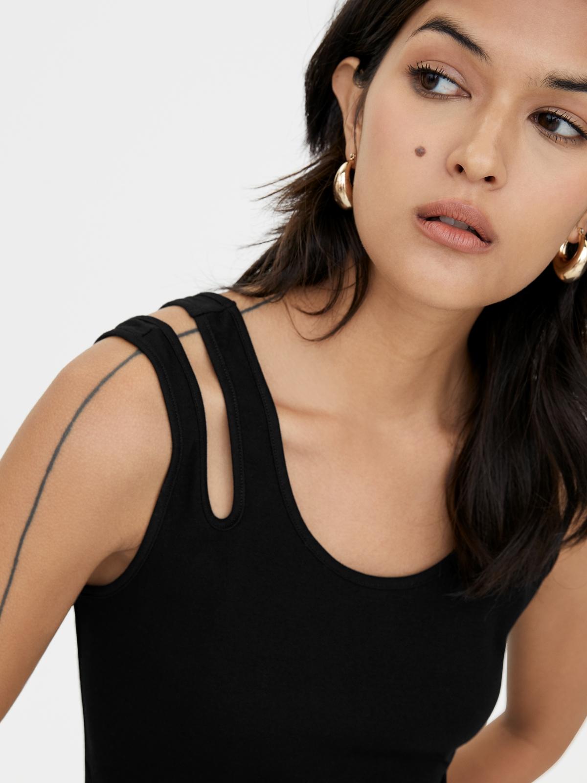 One Side Double Strap Tank - Black