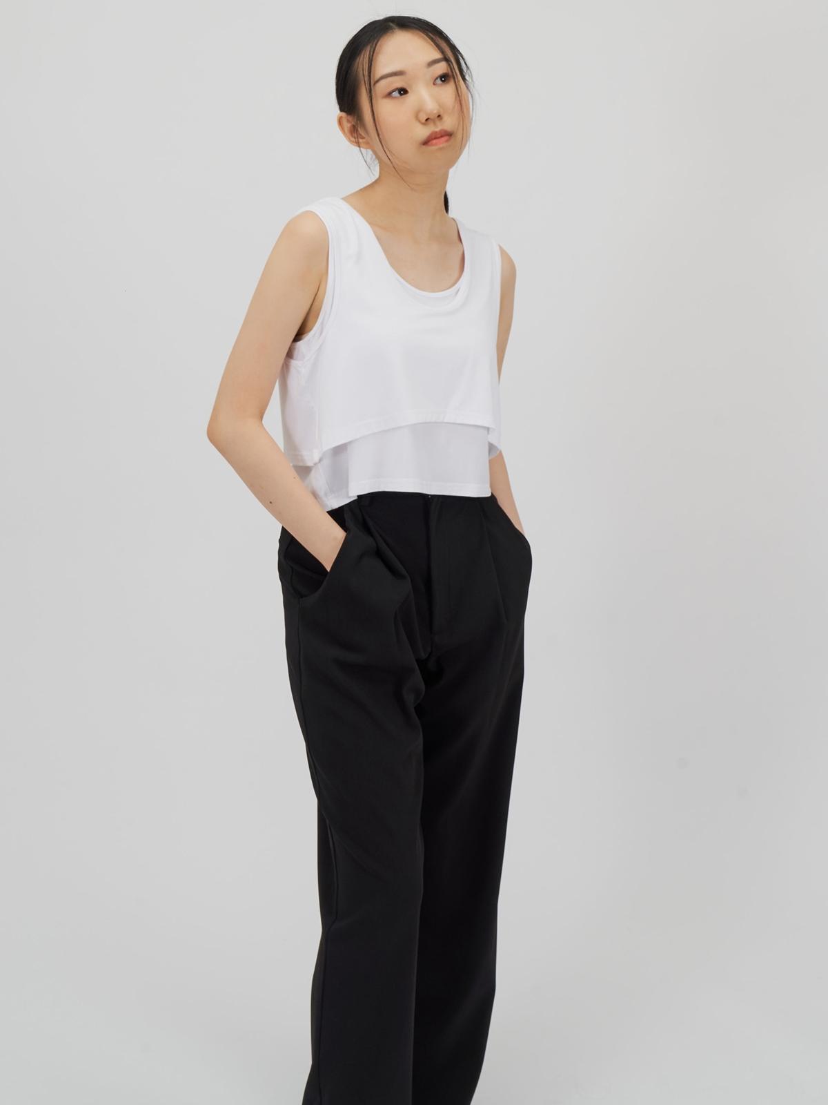 Classic Overlay Double Pleated Trousers - Black