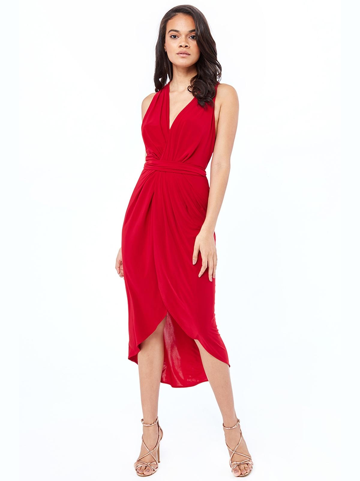 Wrap Midi Multiway Dress - Red