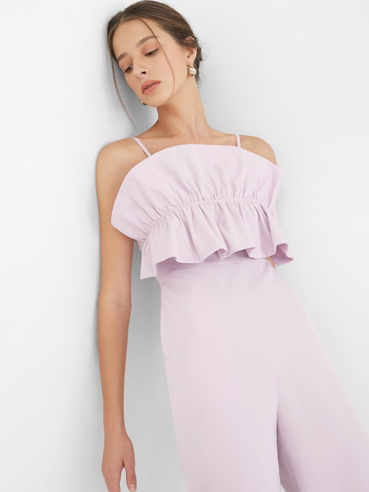 Strappy Ruffled Jumpsuit - Lilac