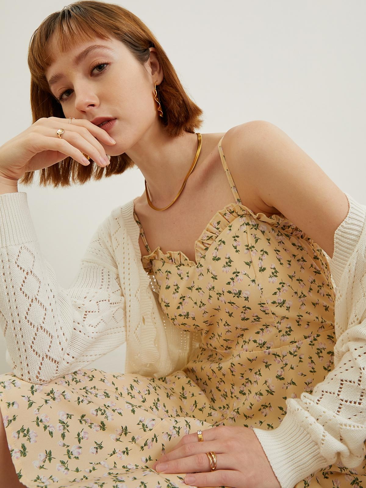 Floral Cami Mini Dress - Yellow