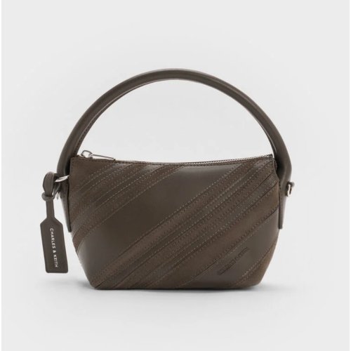  Zeya Recycled Suede Top Handle Bag - Dark Moss 