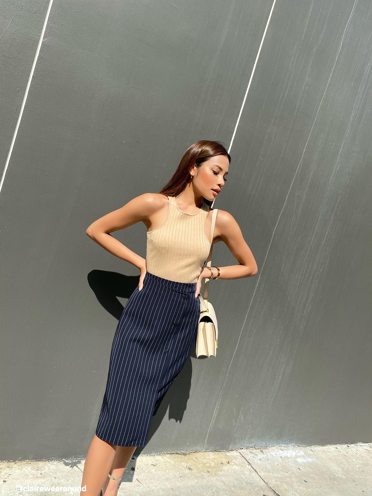 Halter Ribbed Top - Beige