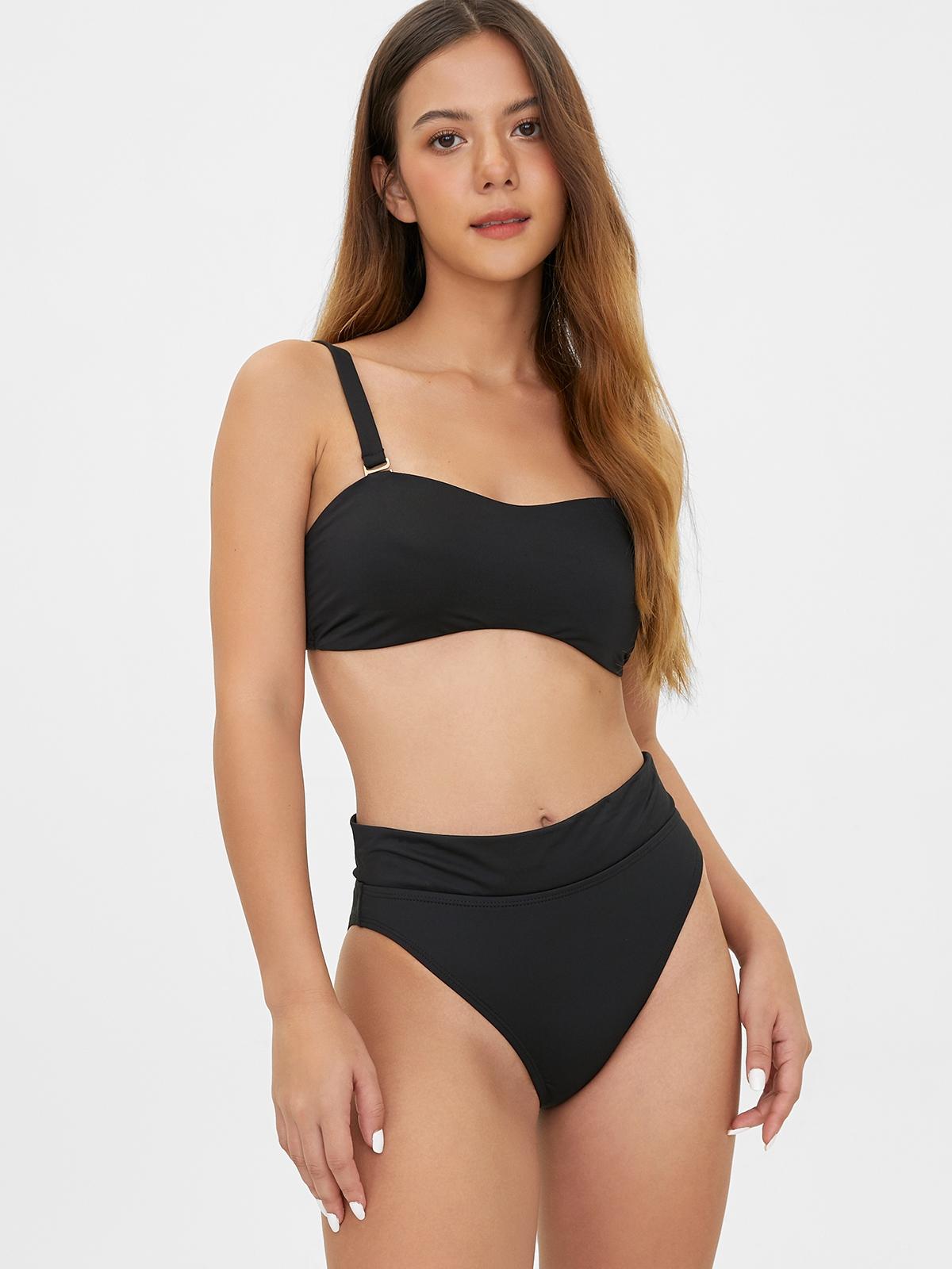Highwaisted Cheeky Bikini Bottom - Black