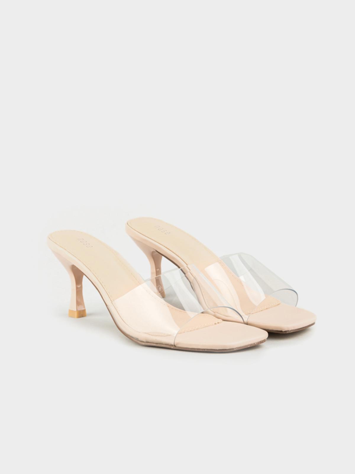 Clear Vinyl Upper With Spray Heel Slide - Nude