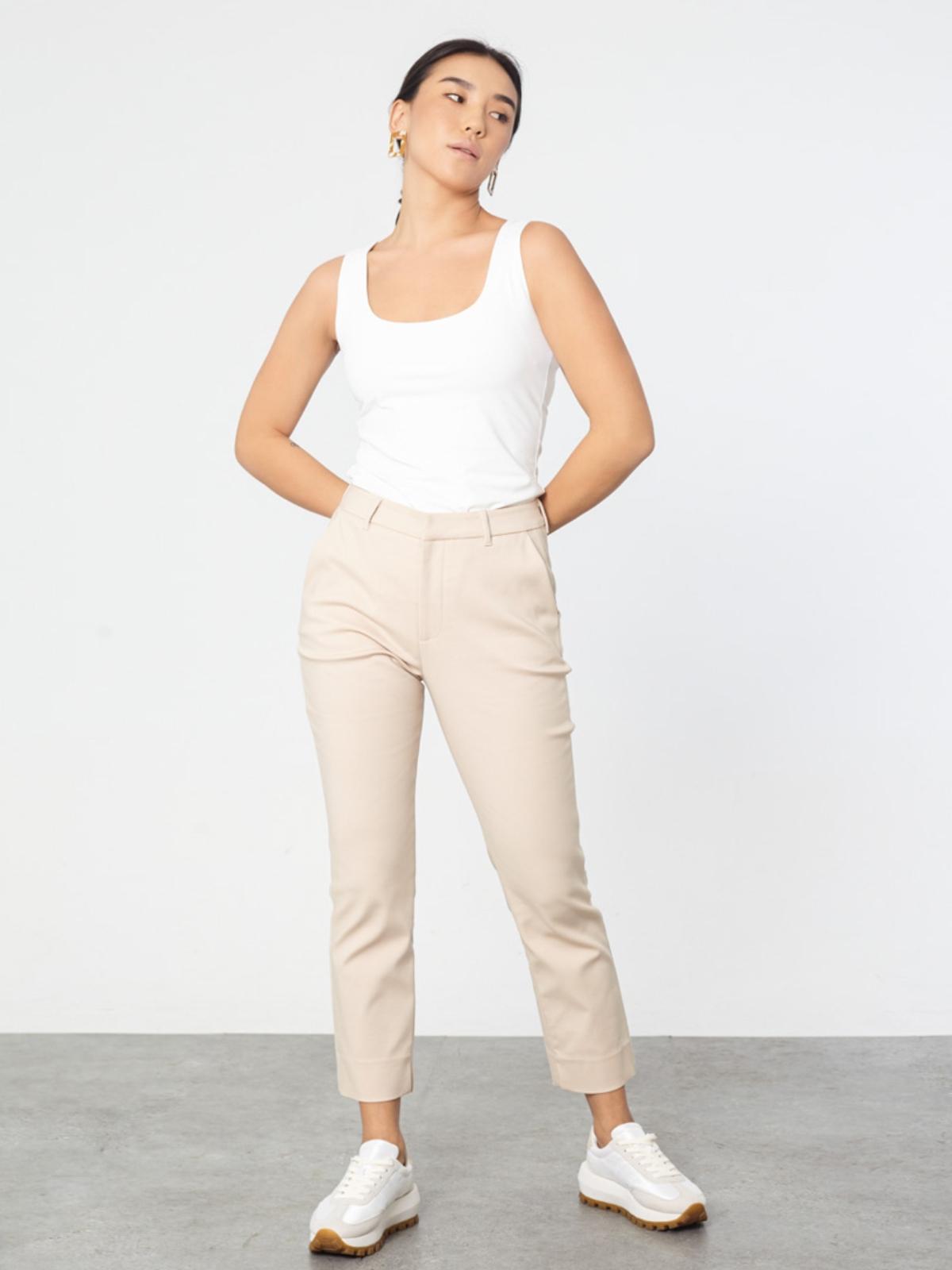 Basic Straight-Leg Pants - Beige
