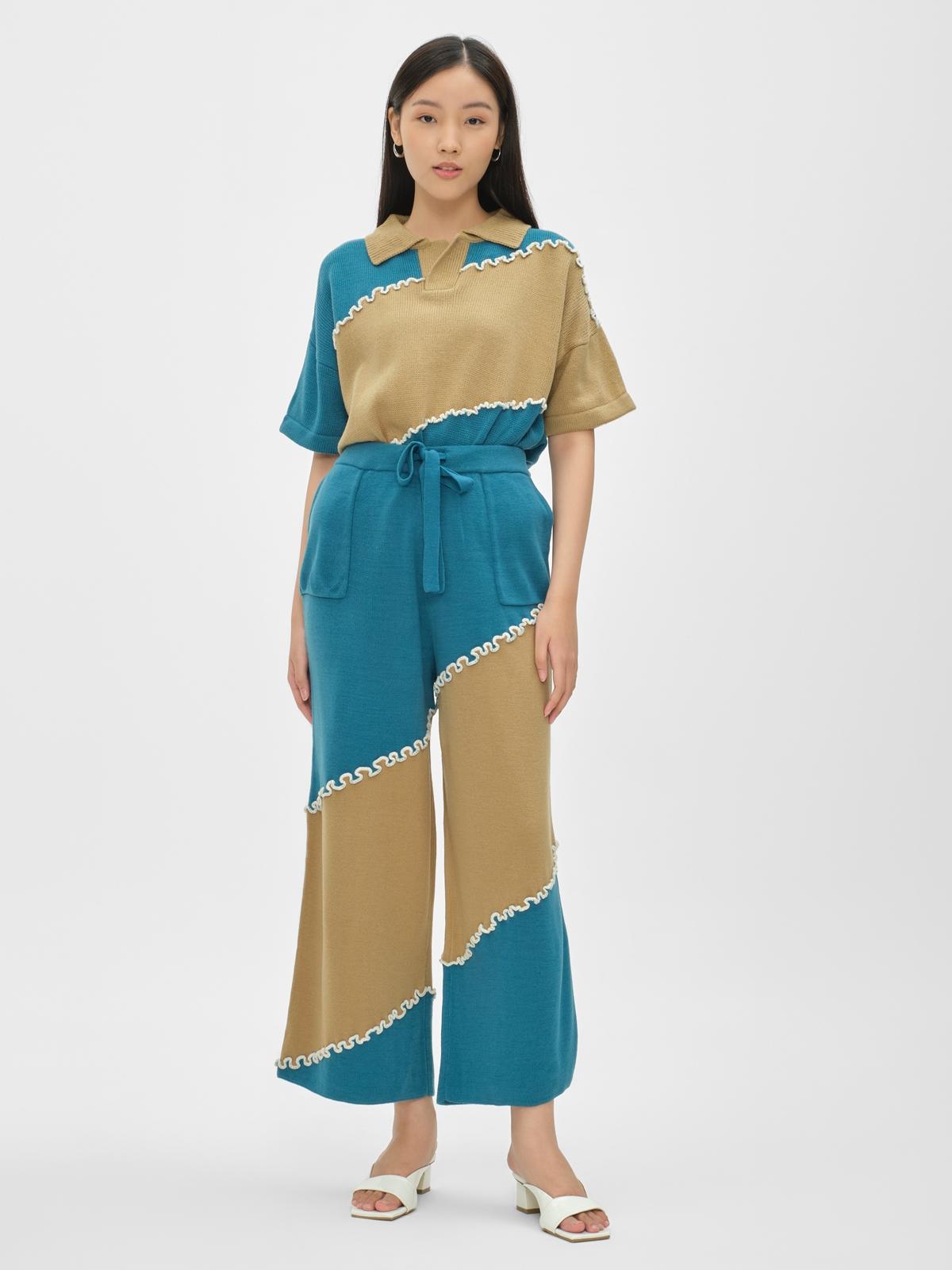 Pomelo Exclusive Montage Pant - Cream Blue