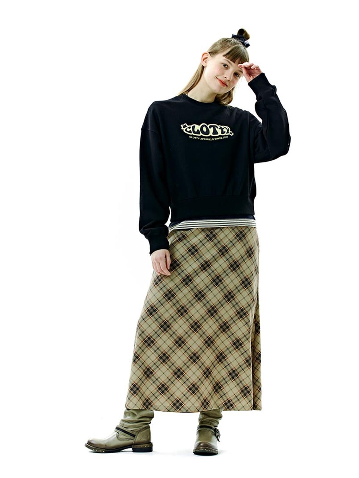 Clotty x VIintage Pattern Long Skirt - Khaki