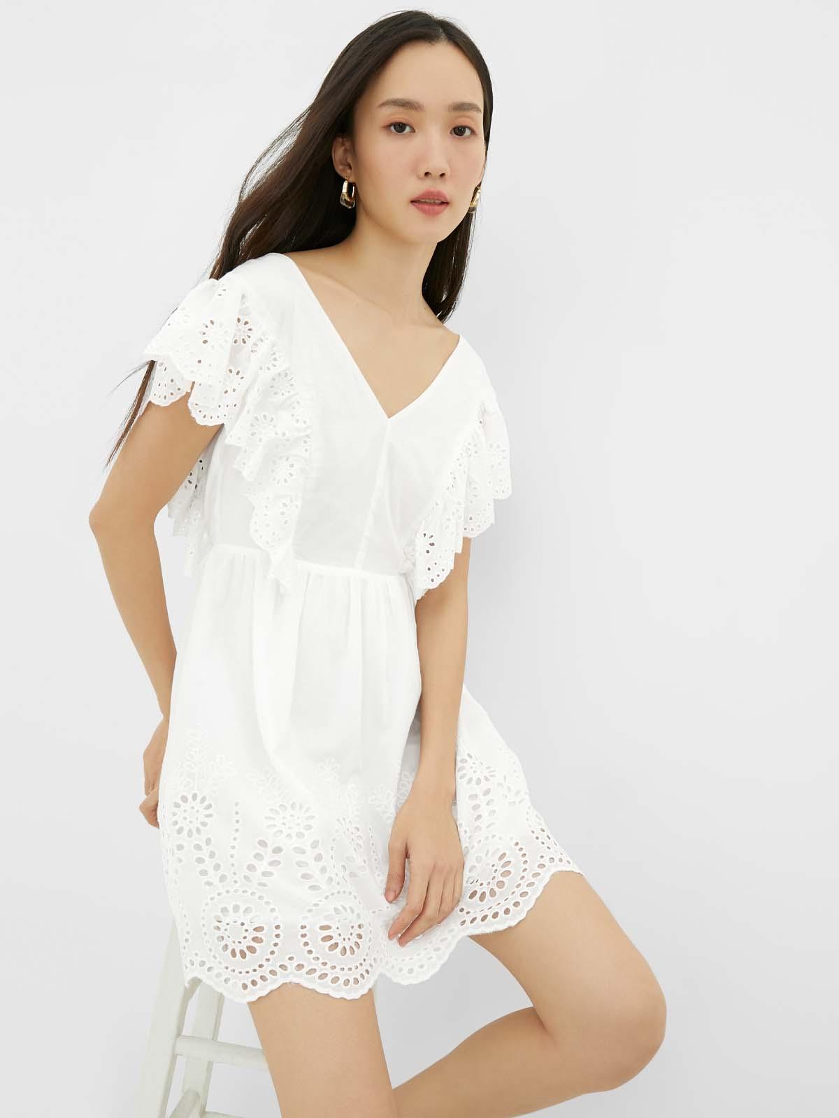 Eyelet Mini Dress - White