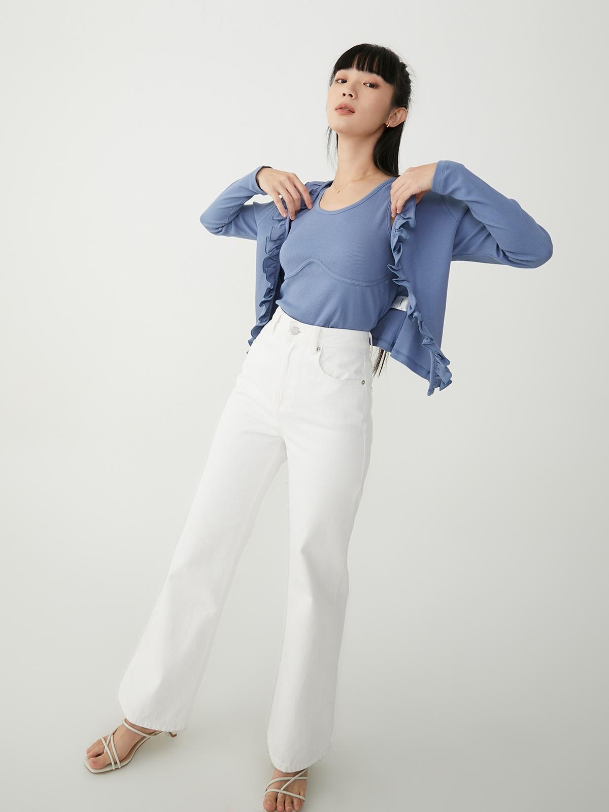 Sustainable Basic Ribbed Underwired Tank Top - Blue