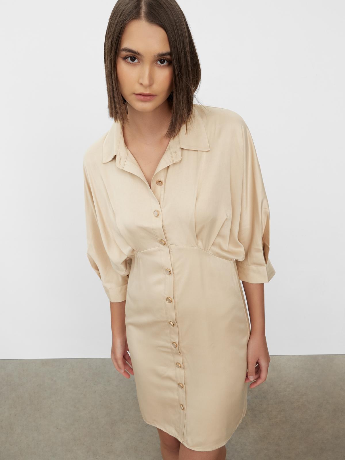 Cinched Shirt Dress - Cream