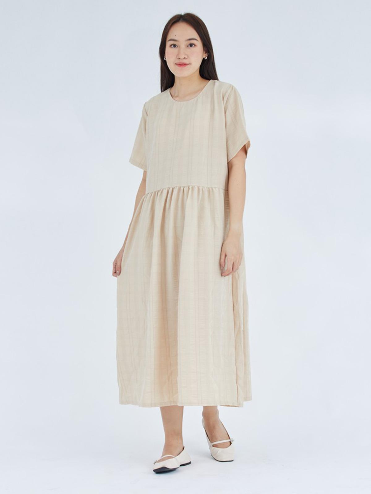 3.3 Field Trip X Seersucker Midi Dress - Beige