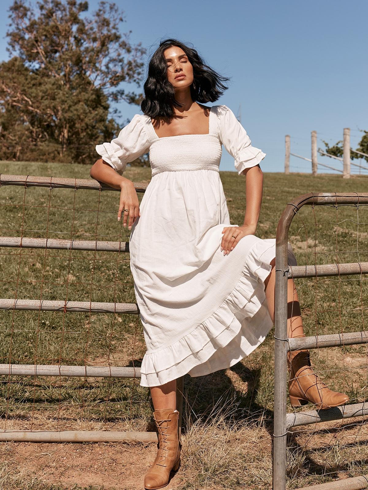 Gia Midi Dress - White