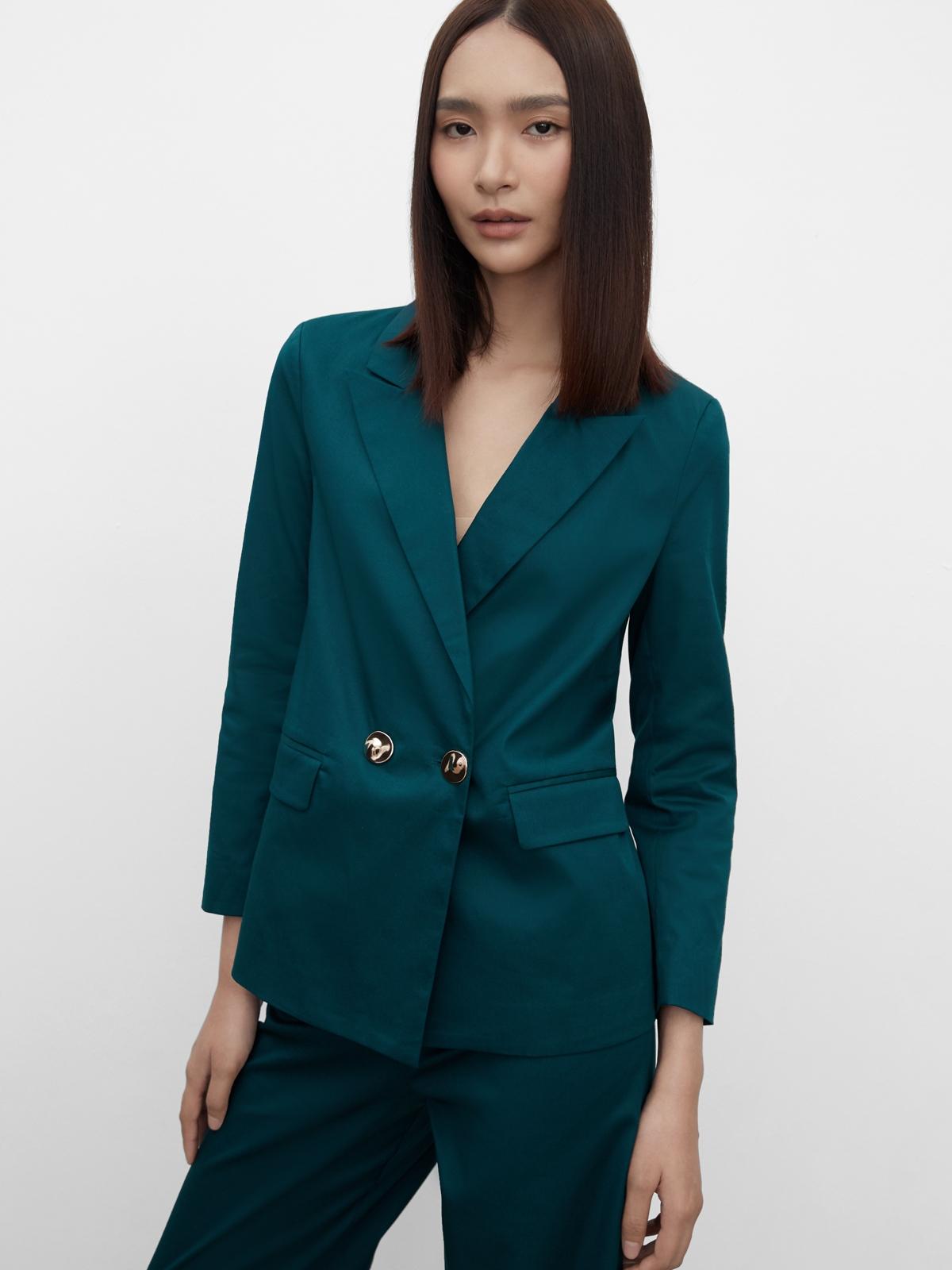 Sustainable Double Button Fitted Blazer - Green