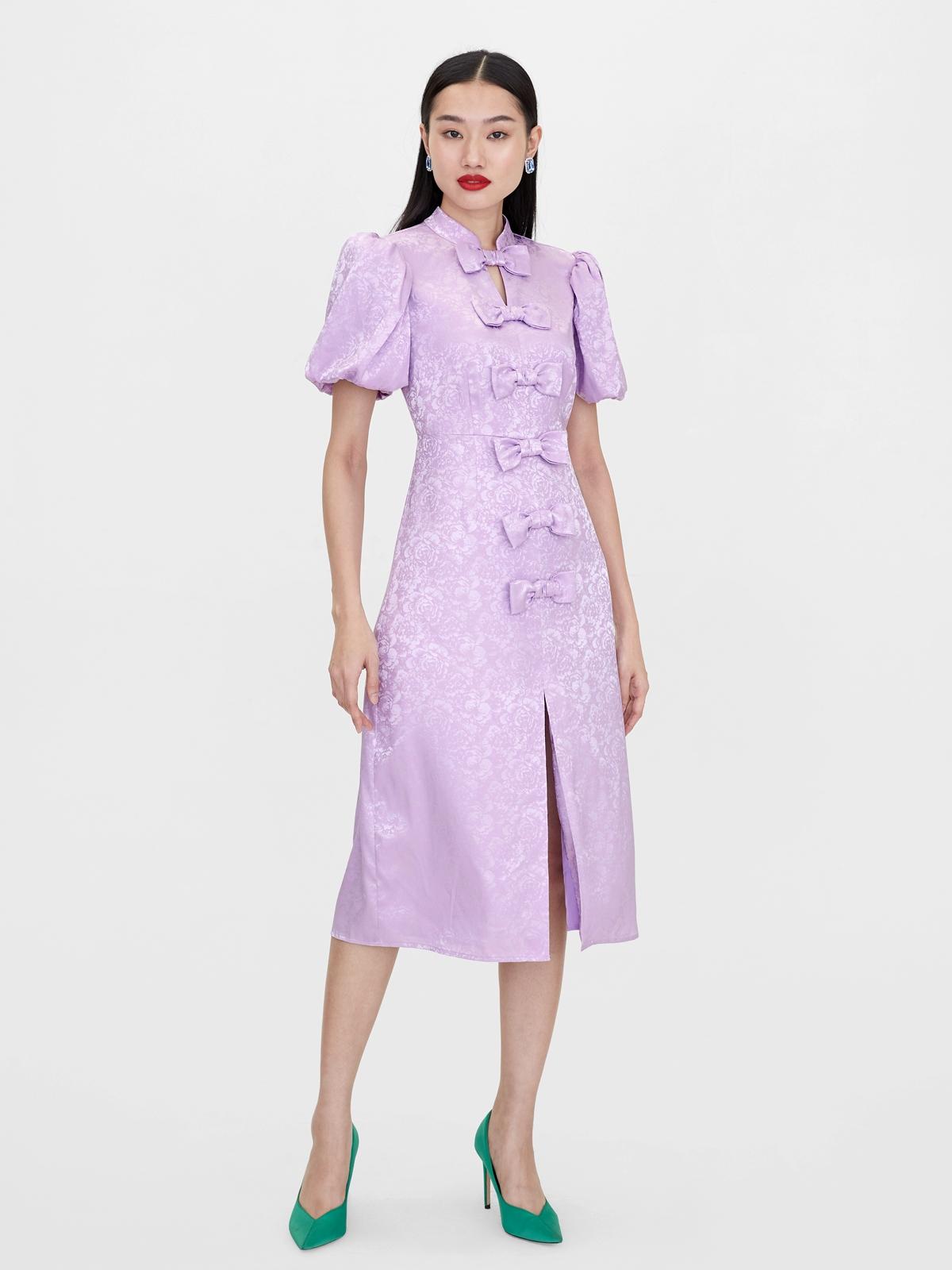 Front Bow Detail Dress - Lavender