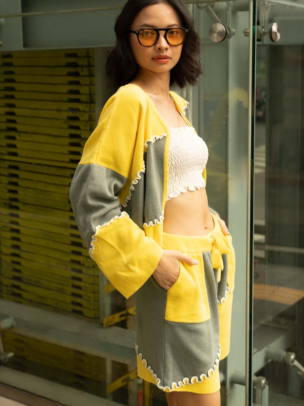 Pomelo Exclusive Montage Shorts - Yellow Black Iris