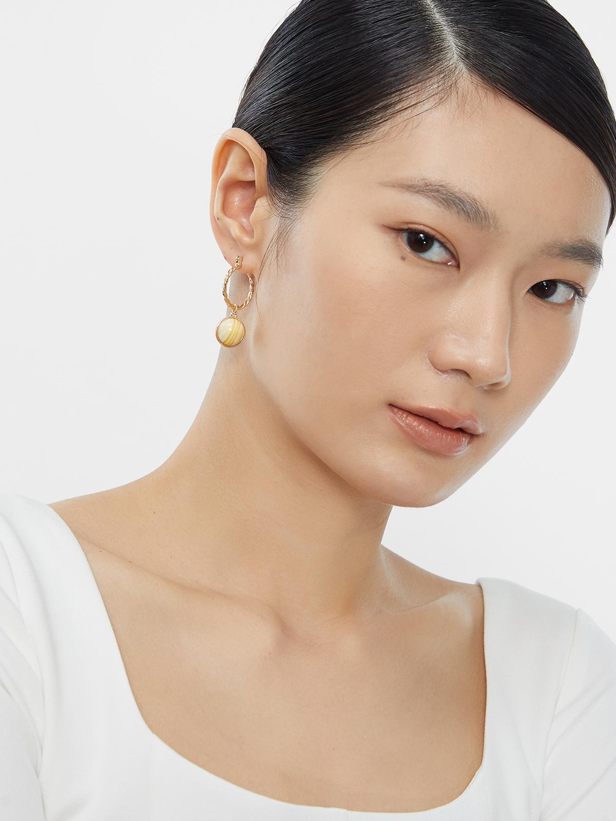 Set of 2 Hoop & Half Hoop Earrings - Gold