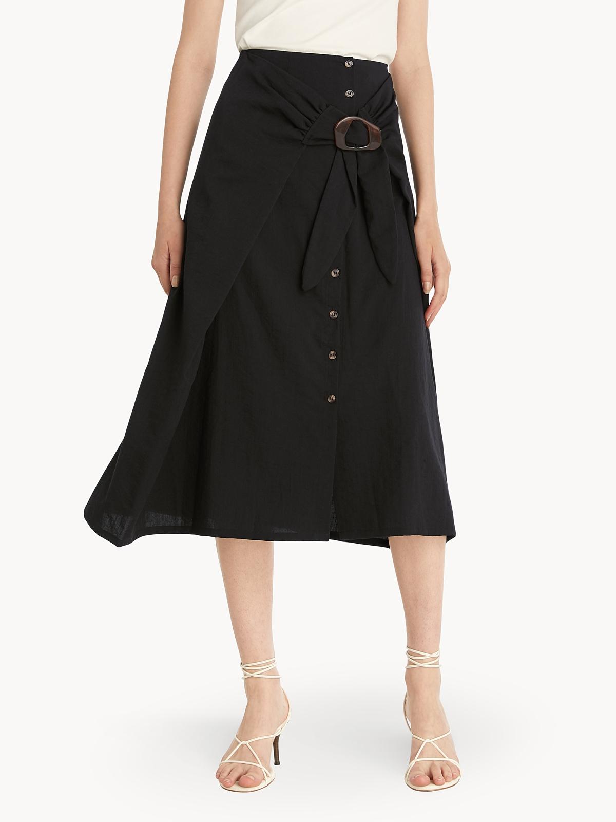 High Waist A-Line Skirt - Black
