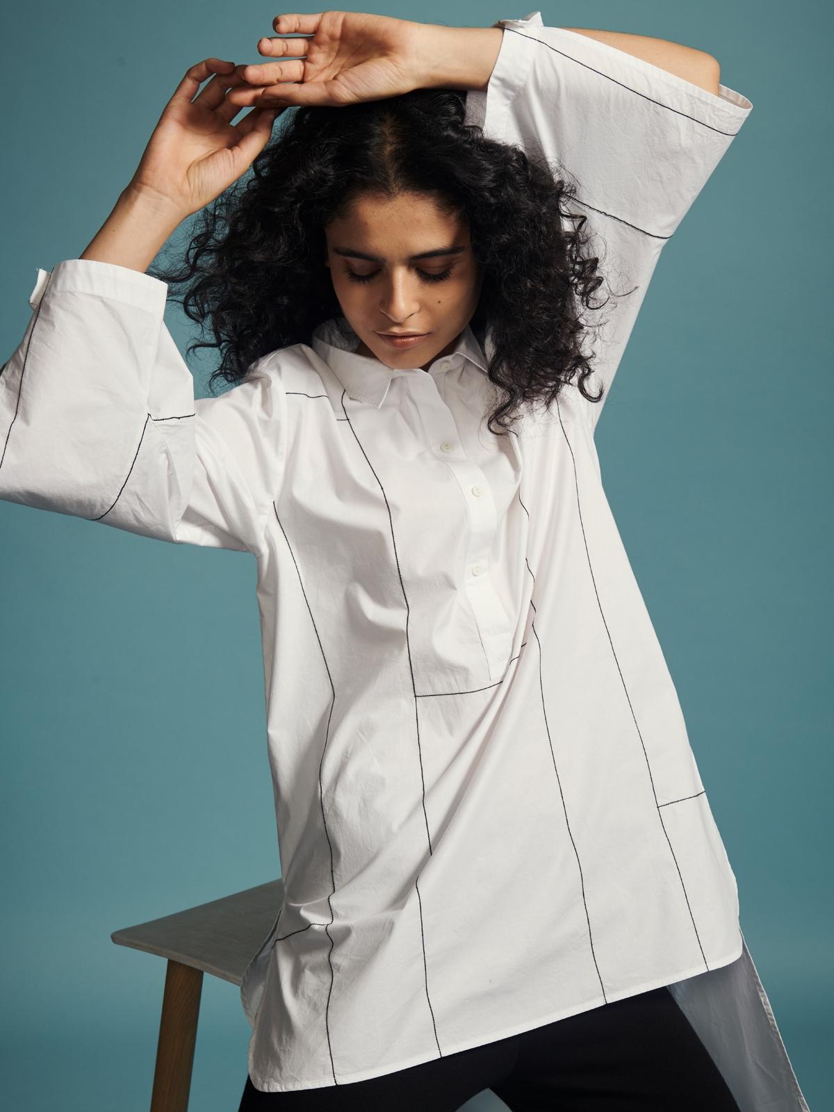 Contrast Stitch Shirt - White