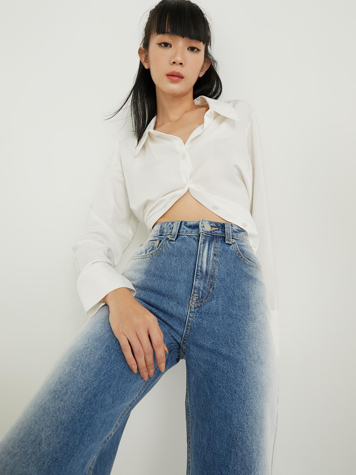 Sustainable Gradient Bleached Jeans - Blue