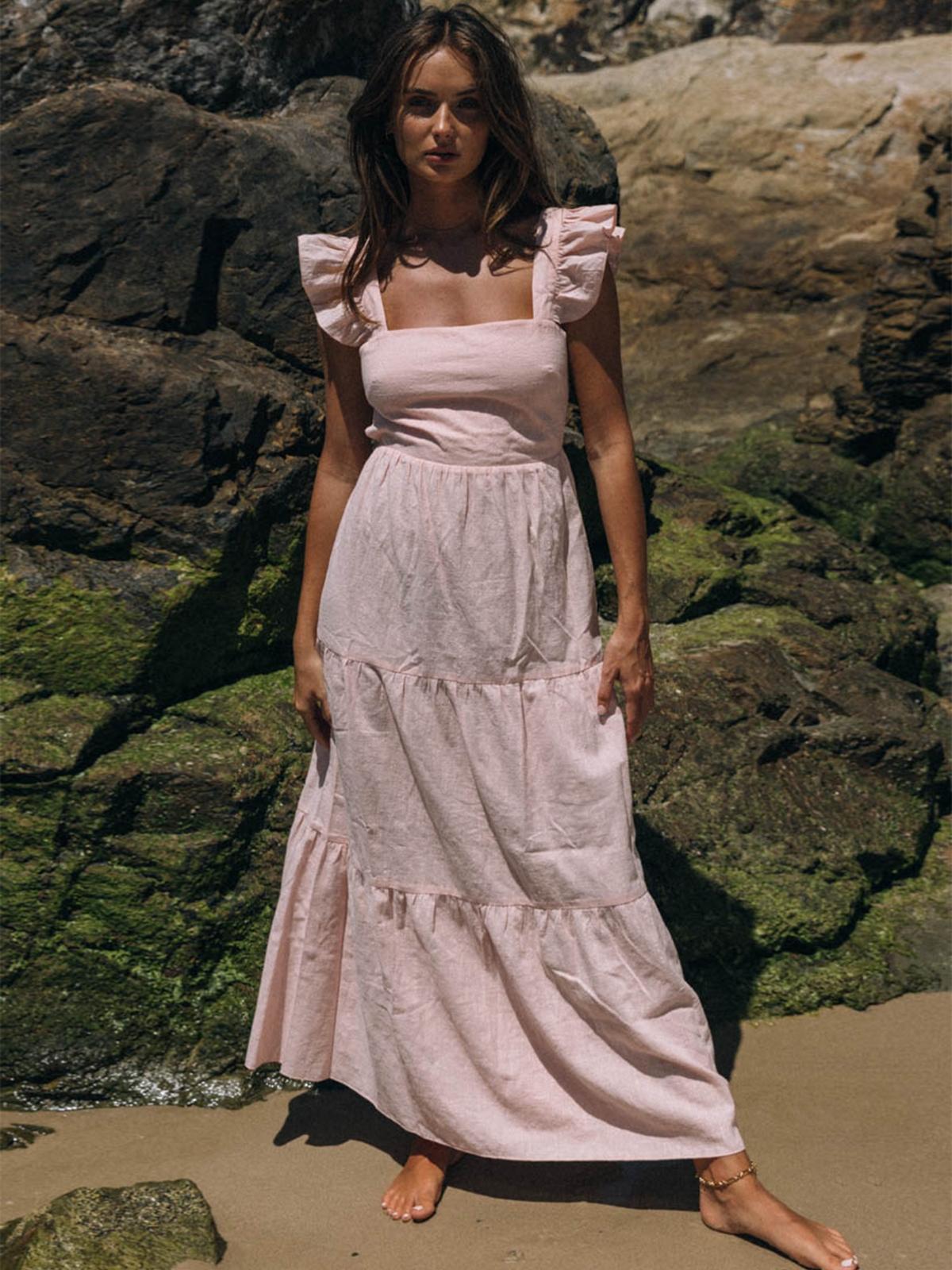 Peaches Linen Dress - Pink